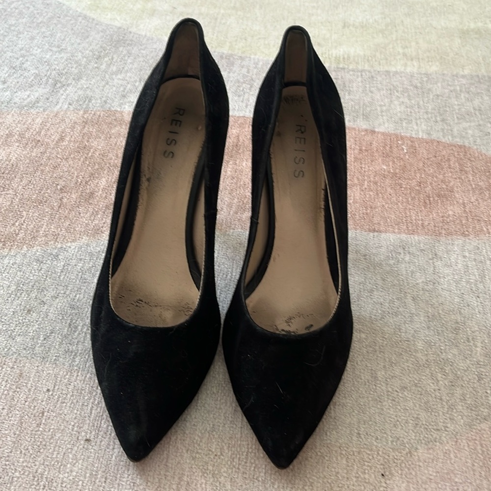 Reiss Black Suede Pumps, 4” Heel